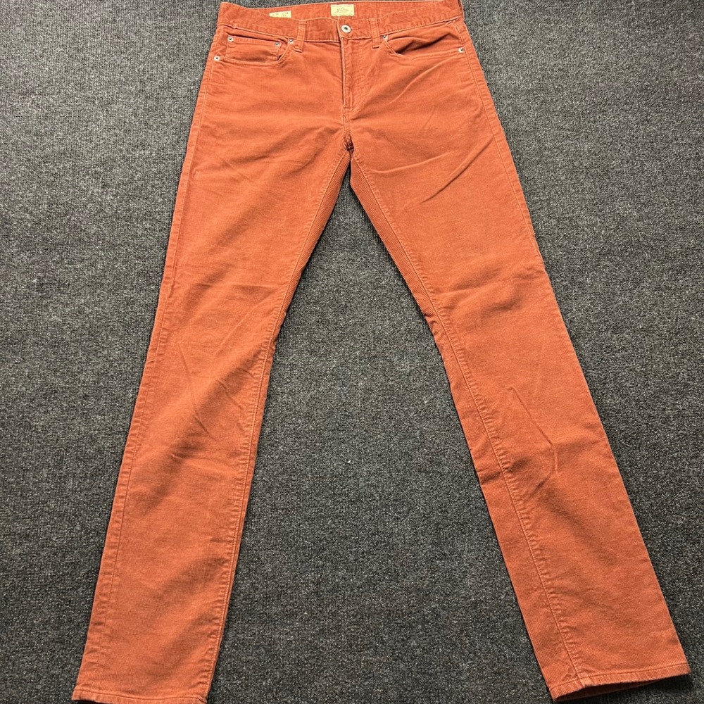 J.Crew 250 Slim Fit Corduroy Pants Mens 31x34 Rust Orange Style 250